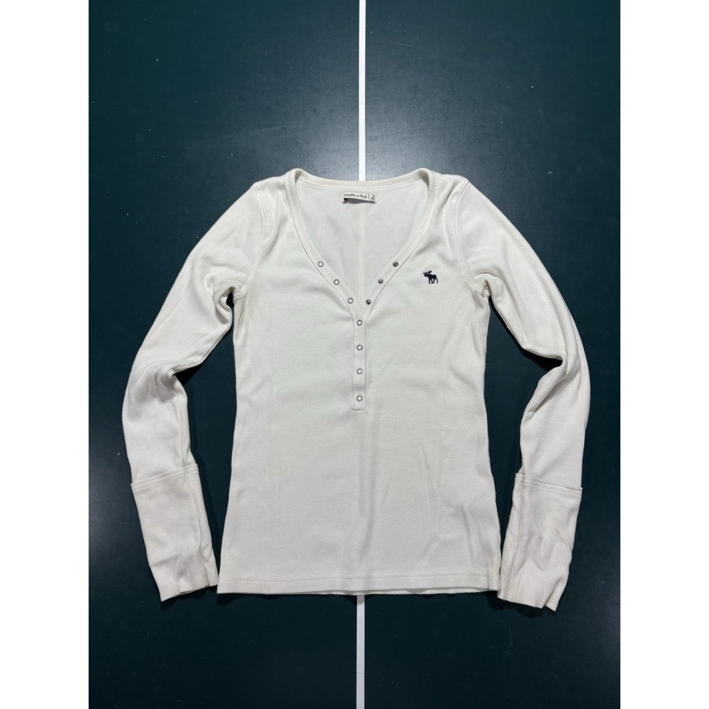 Vintage Abercrombie & Fitch Ribbed Long Sleeve Henley‎ Top Small Bella Swan Y2K